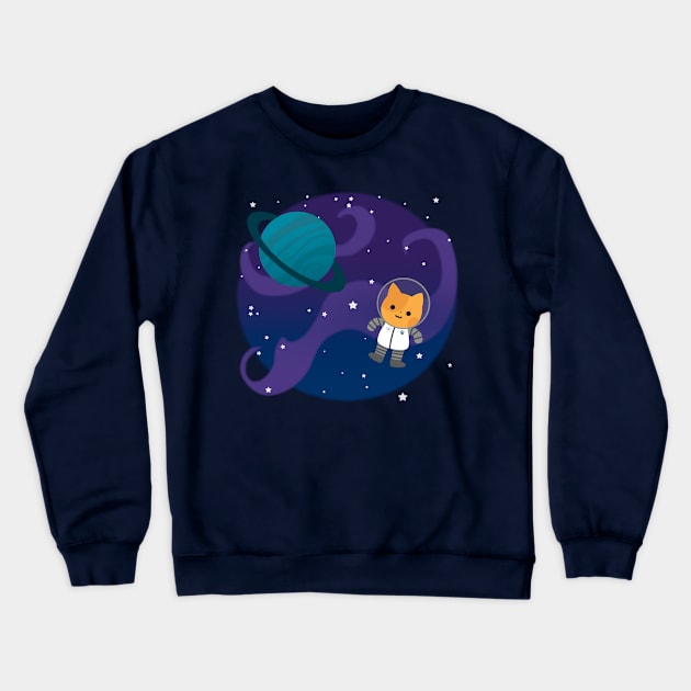 Astronaut Cat Crewneck Sweatshirt by Meepity